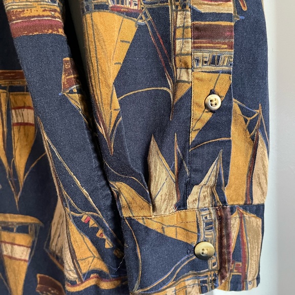 Vintage Sailboat Long Sleeve Button Down Shirt Large - Picture 11 of 12